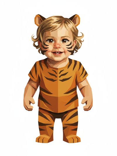 Our Little Tiger Adventure 🐯 - Cubist Painting