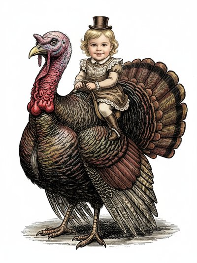 Julia's Turkey Adventure 🦃 - Victorian Illustration