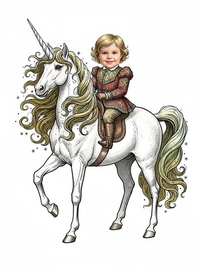 Julia's Unicorn Adventure 🌈 - Victorian Illustration