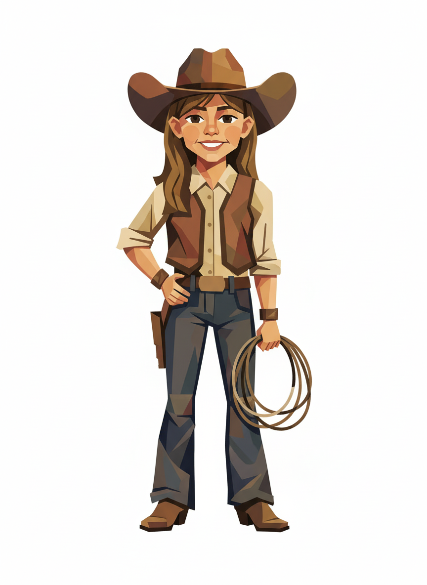 Mary the Bold Cowgirl - Cubist Painting