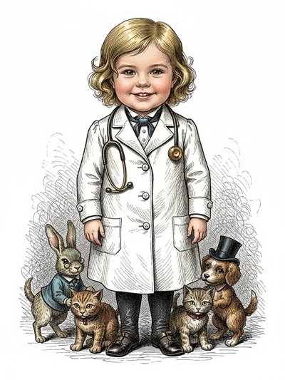 Our Little Vet Julia 🐾 - Victorian Illustration
