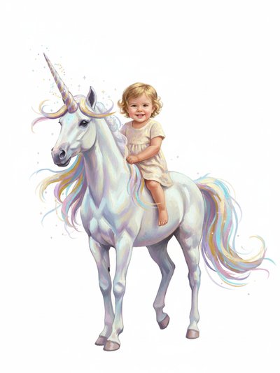 Julia's Unicorn Adventure 🌈 - Impressionist Painting