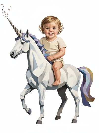 Julia's Unicorn Adventure 🌈 - Cubist Painting