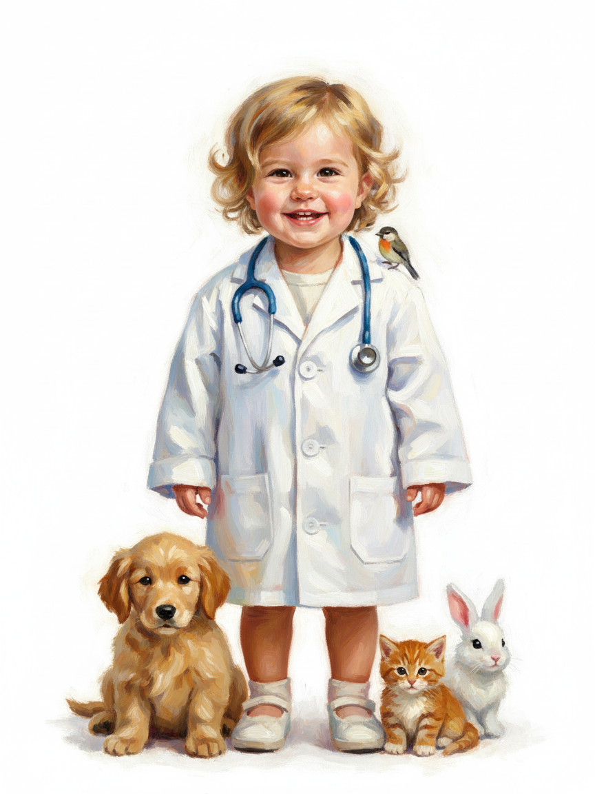 Julia the Tiny Vet - Impressionist Painting