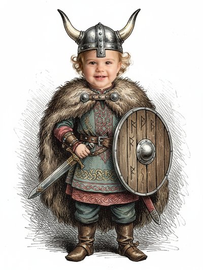 Julia's Viking Adventure 🛡️ - Victorian Illustration