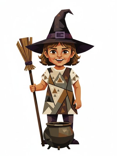 Our Little Witch Julia 🌟 - Cubist Painting