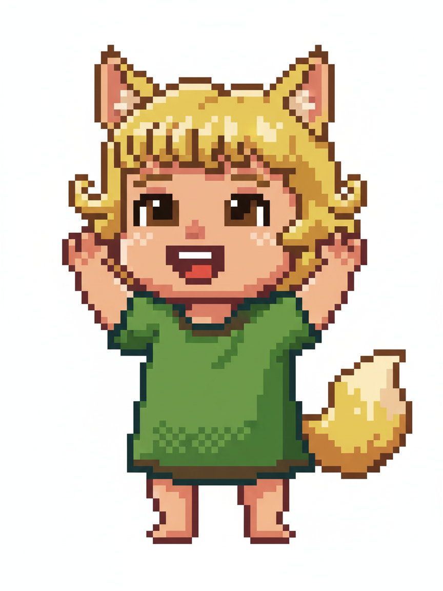 Julia the Playful Wolf - Pixel Art