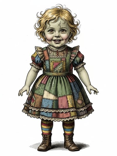 Our Little Zombie Julia 💚 - Victorian Illustration
