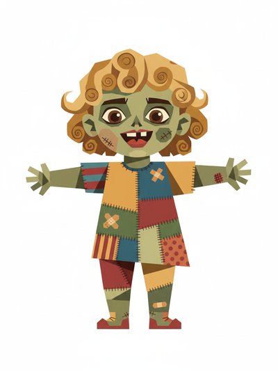 Our Little Zombie Julia 💚 - Cubist Painting