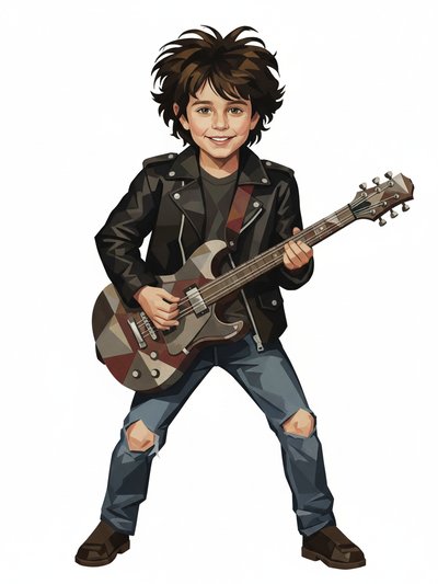 My Boy's Rockstar Dreams 🎸 - Cubist Painting
