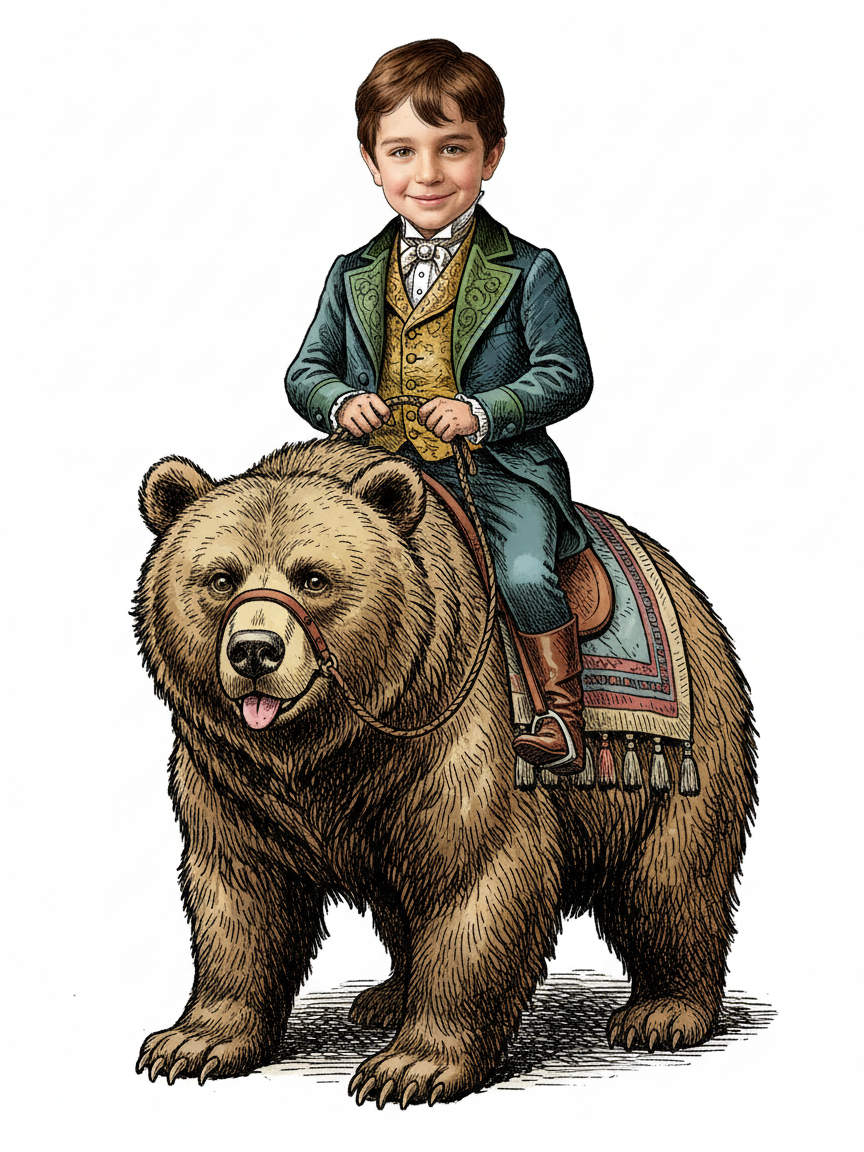 Georges the Bear Rider - Victorian Illustration
