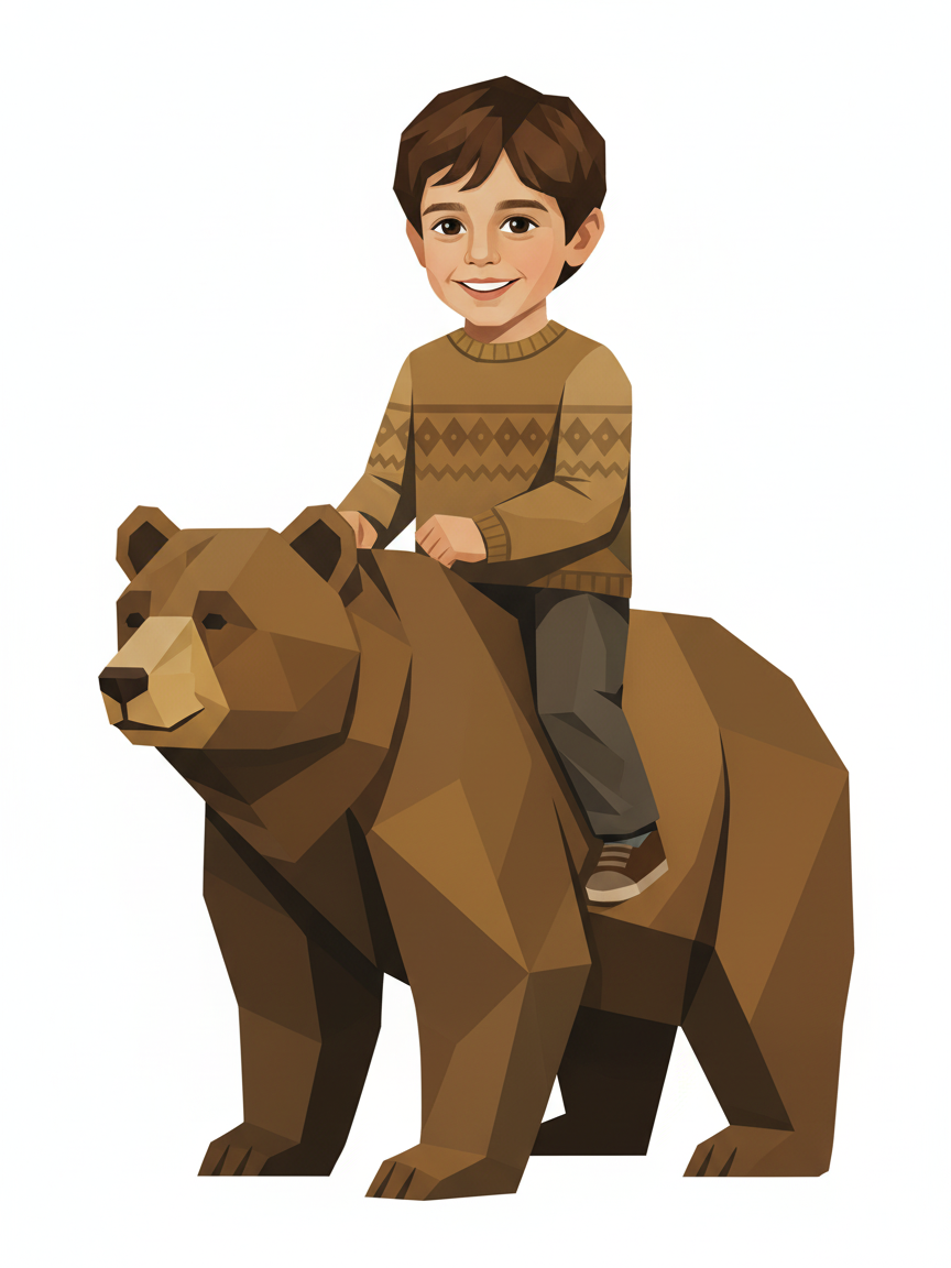 Georges the Bear Rider - Cubist Painting