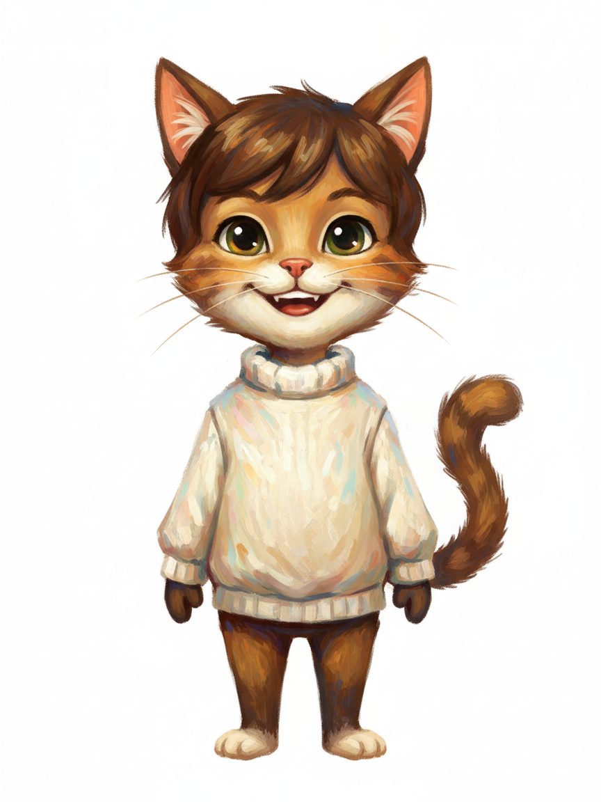 Georges the Playful Cat - Impressionist Painting