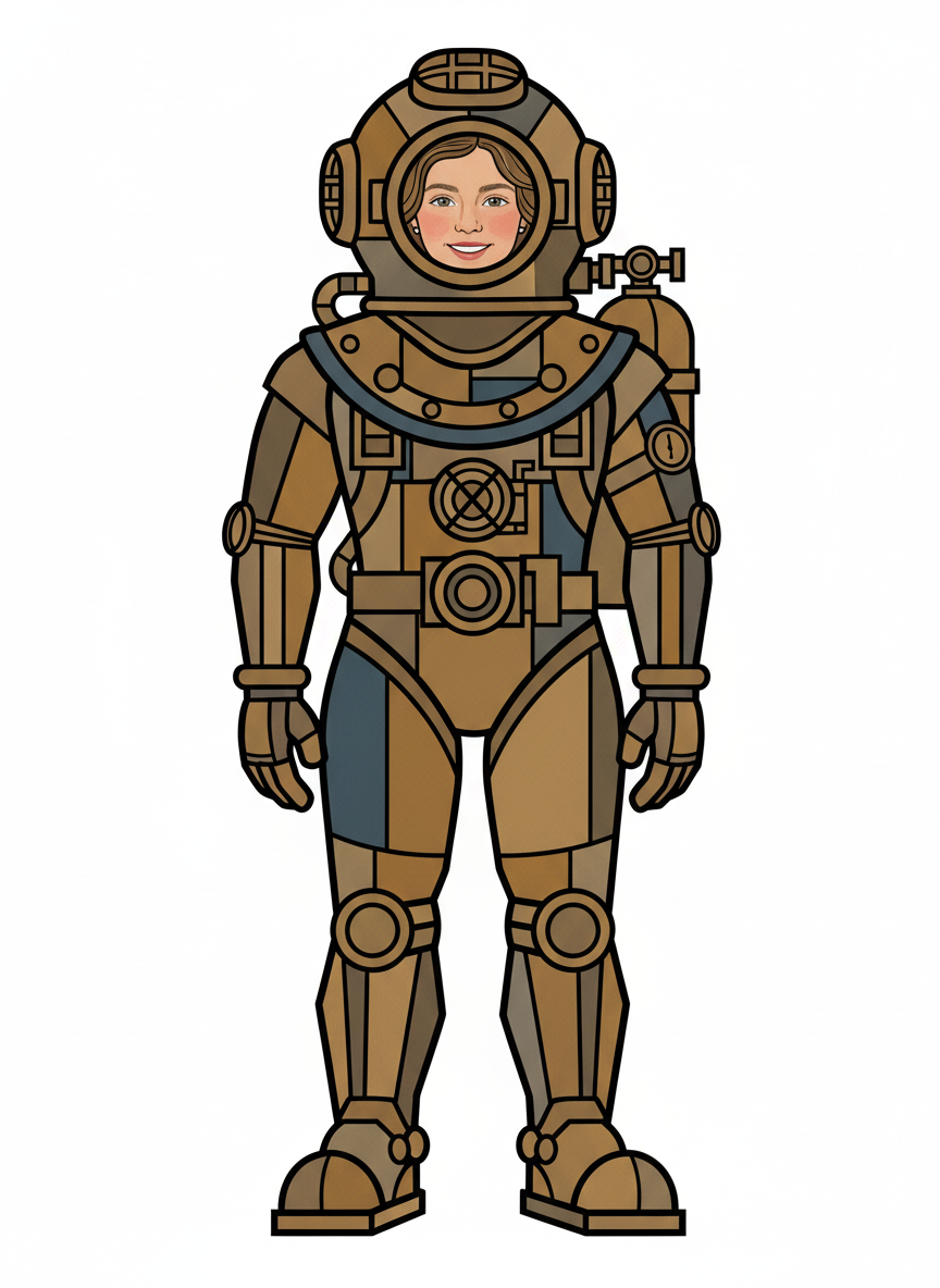 Mary the Ocean Explorer - Cubist Painting