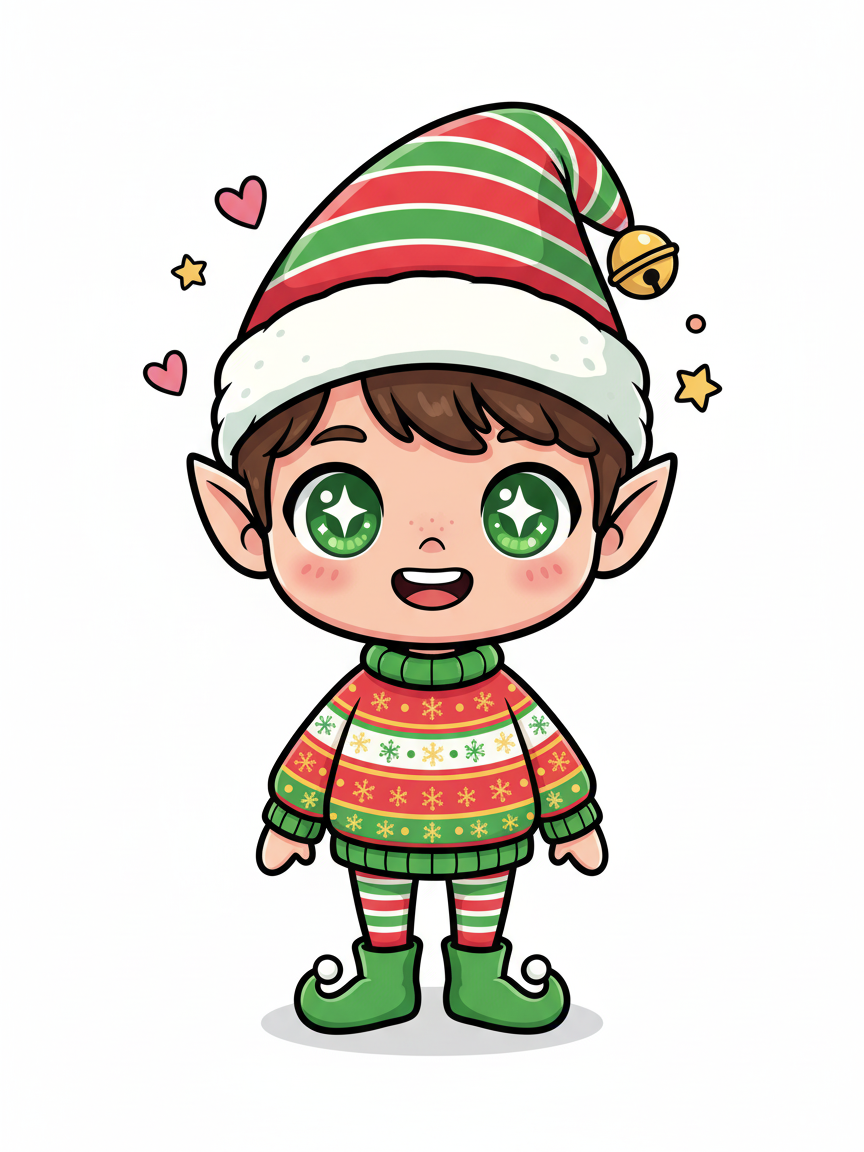 Georges the Festive Elf - Kawaii Cute