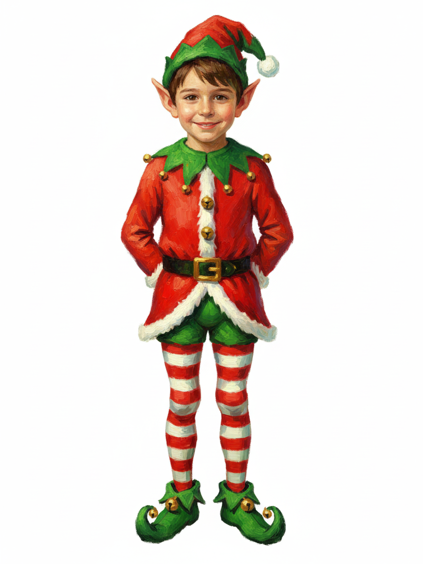 Georges the Festive Elf - Impressionist Painting