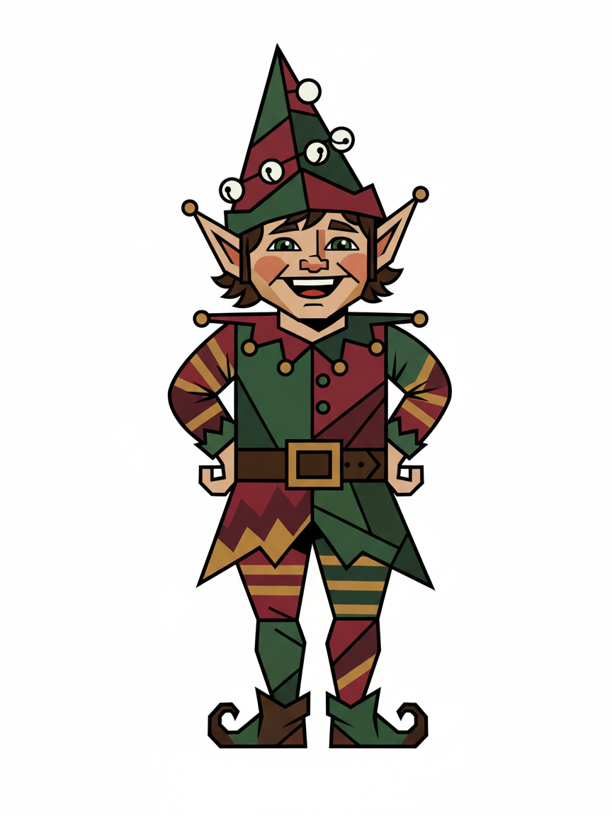 Georges the Festive Elf - Cubist Painting