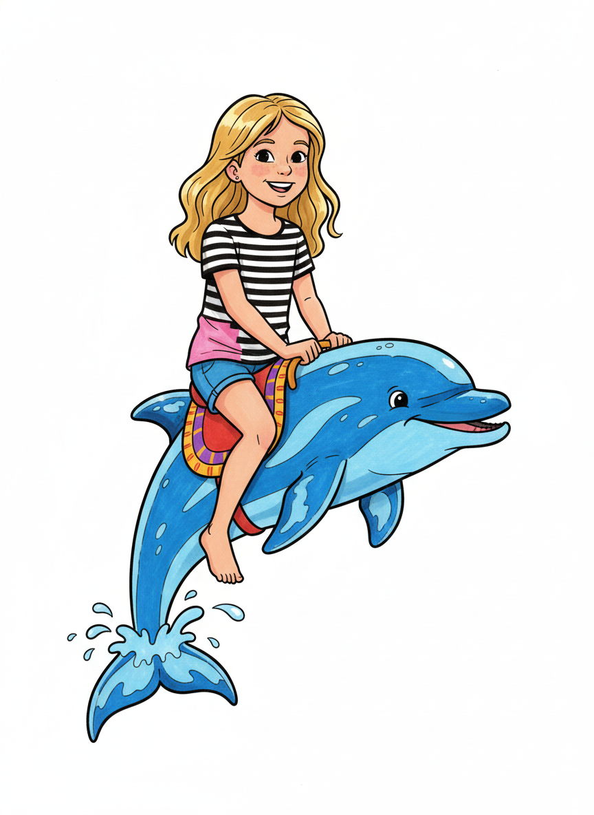 Mary the Dolphin Rider - Classic Coloring Book