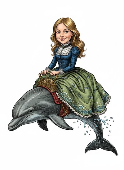 Mary's Dolphin Adventure 🐬 - Victorian Illustration
