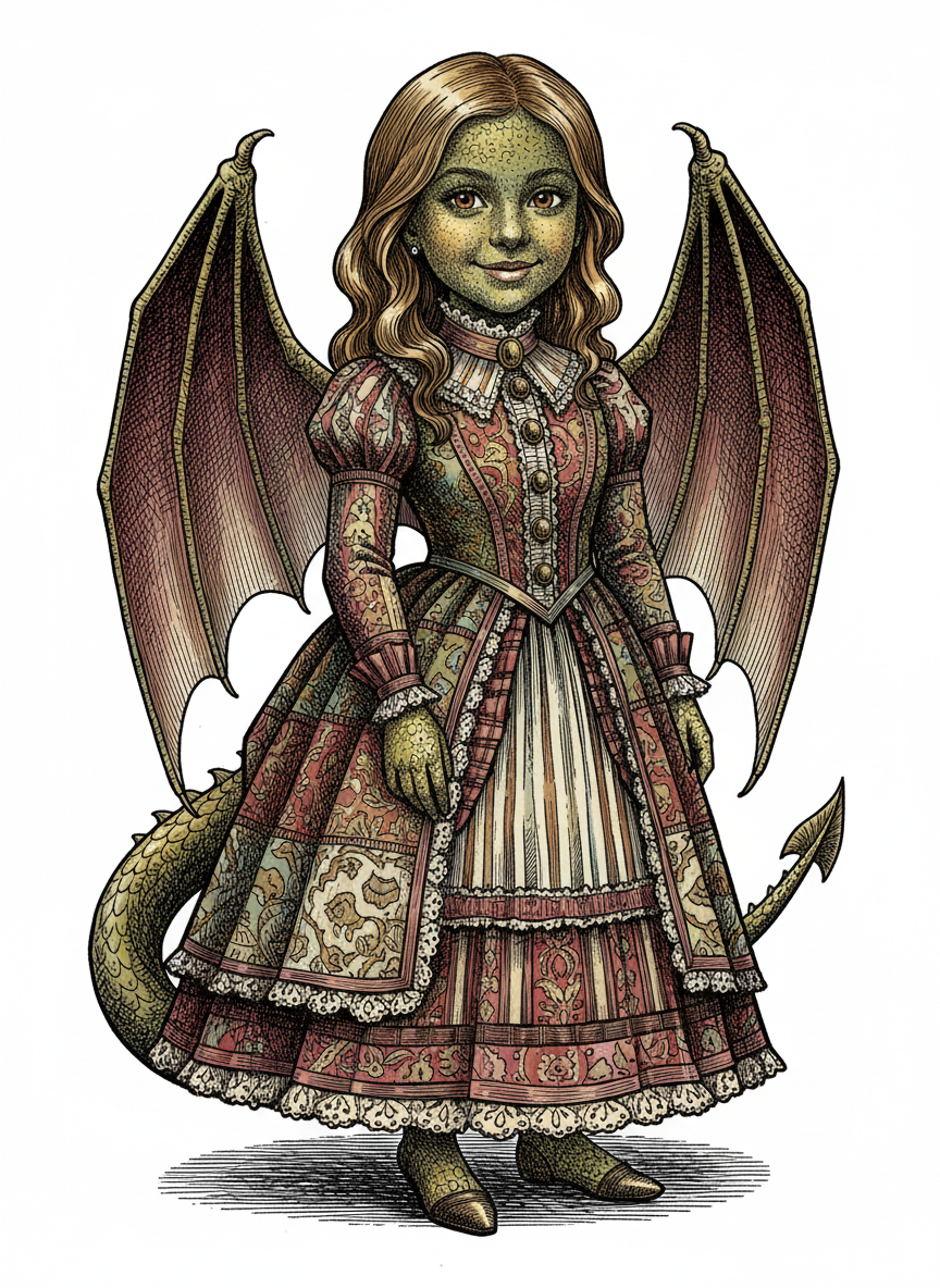 Mary the Dragon - Victorian Illustration
