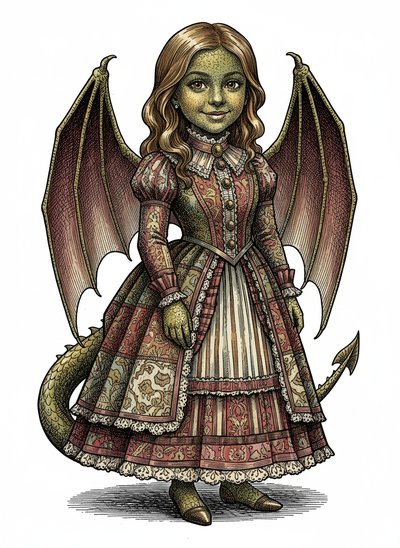 Mary's Dragon Adventure 🐉 - Victorian Illustration