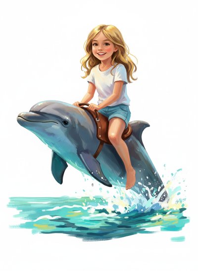 Mary's Dolphin Adventure 🐬 - Impressionist Painting