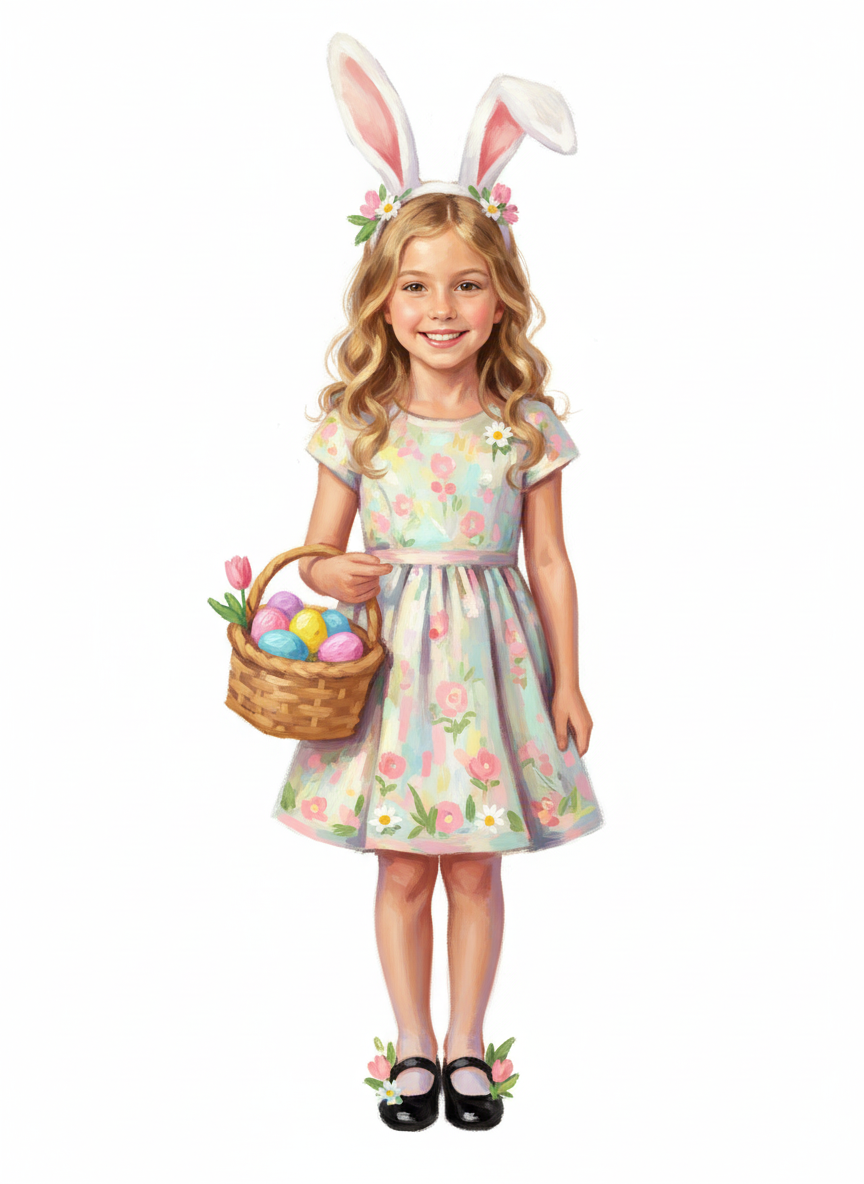 Mary the Easter Bunny - Impressionist Painting