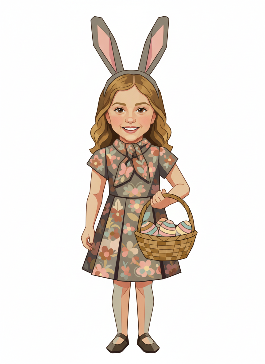 Mary the Easter Bunny - Cubist Painting