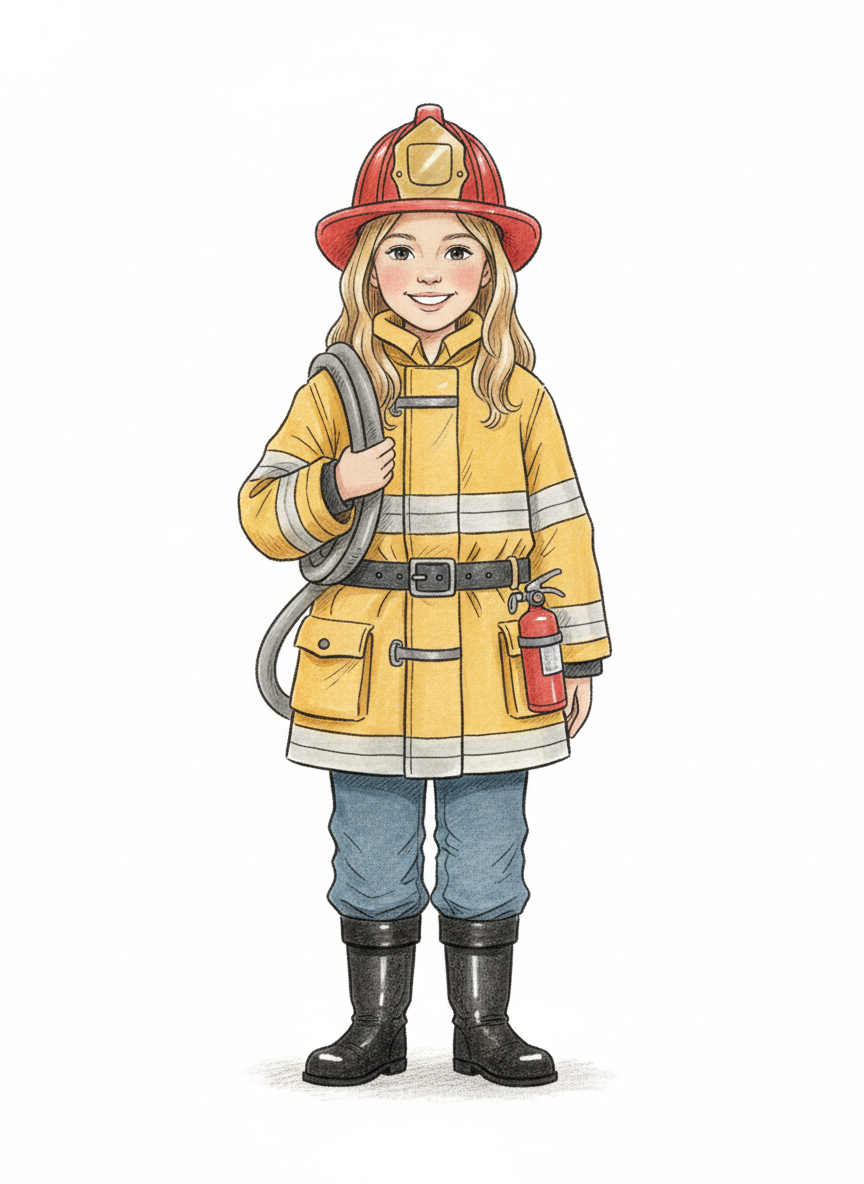 Mary the Firefighter - Gentle Pencil