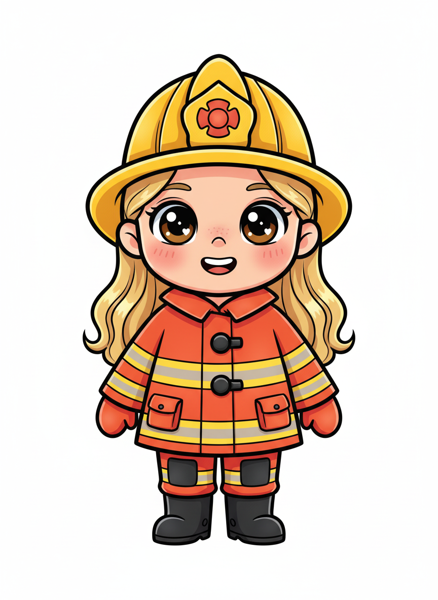 Mary the Firefighter - Kawaii Cute