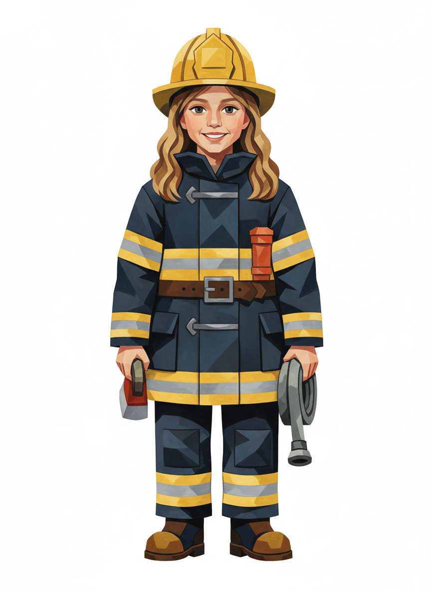 Mary the Firefighter - Cubist Painting