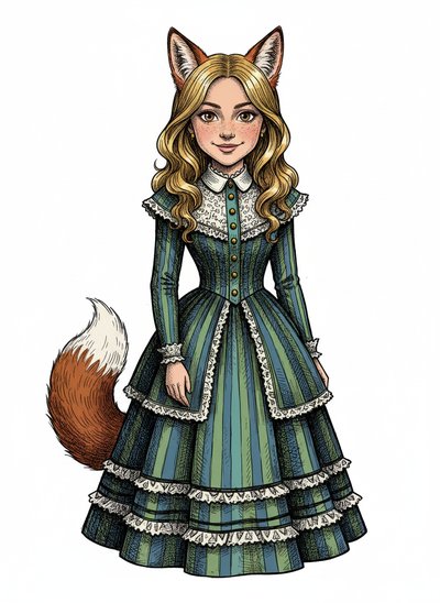 Mary's Foxy Transformation 🦊 - Victorian Illustration