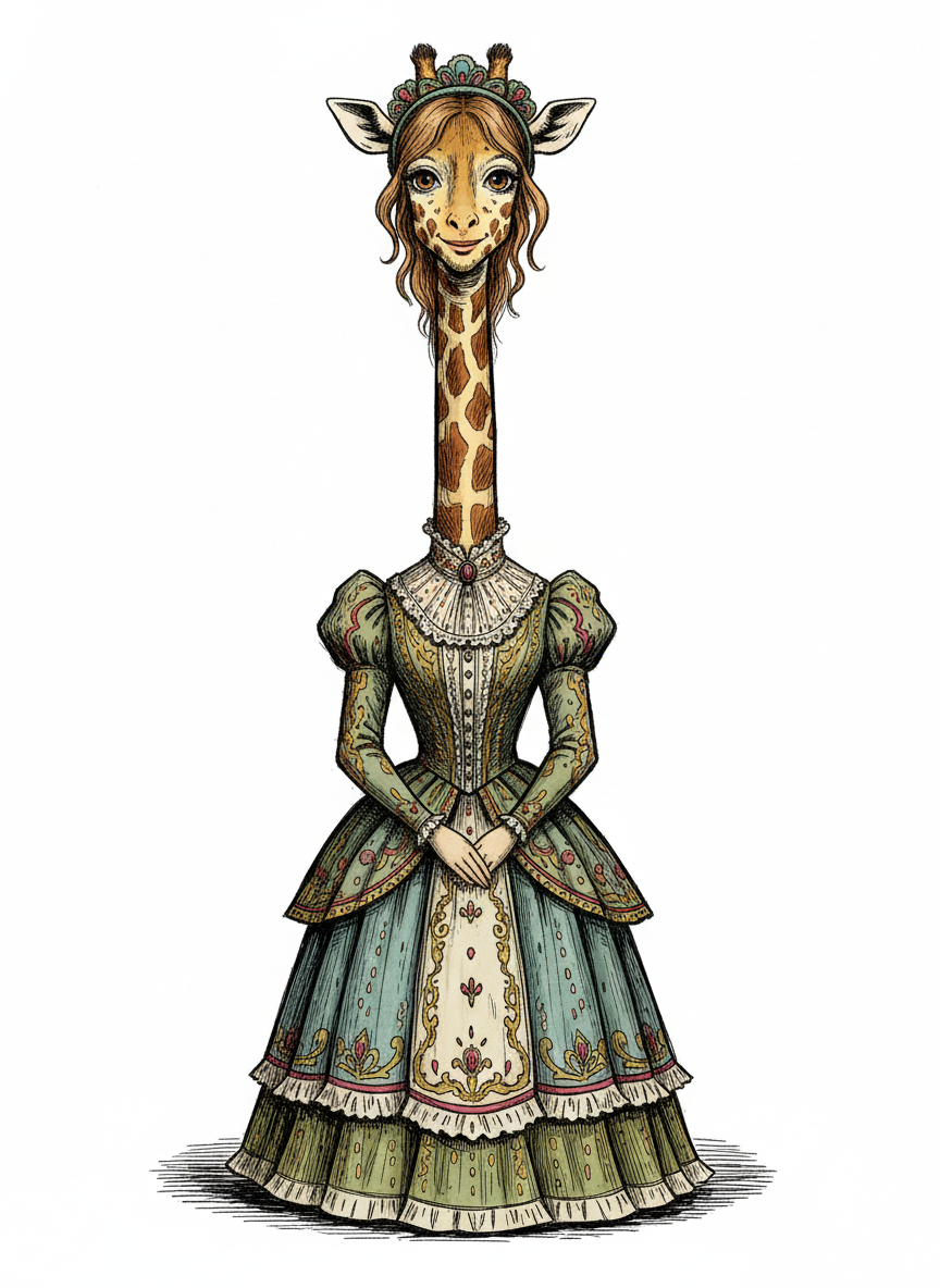 Mary the Giraffe - Victorian Illustration