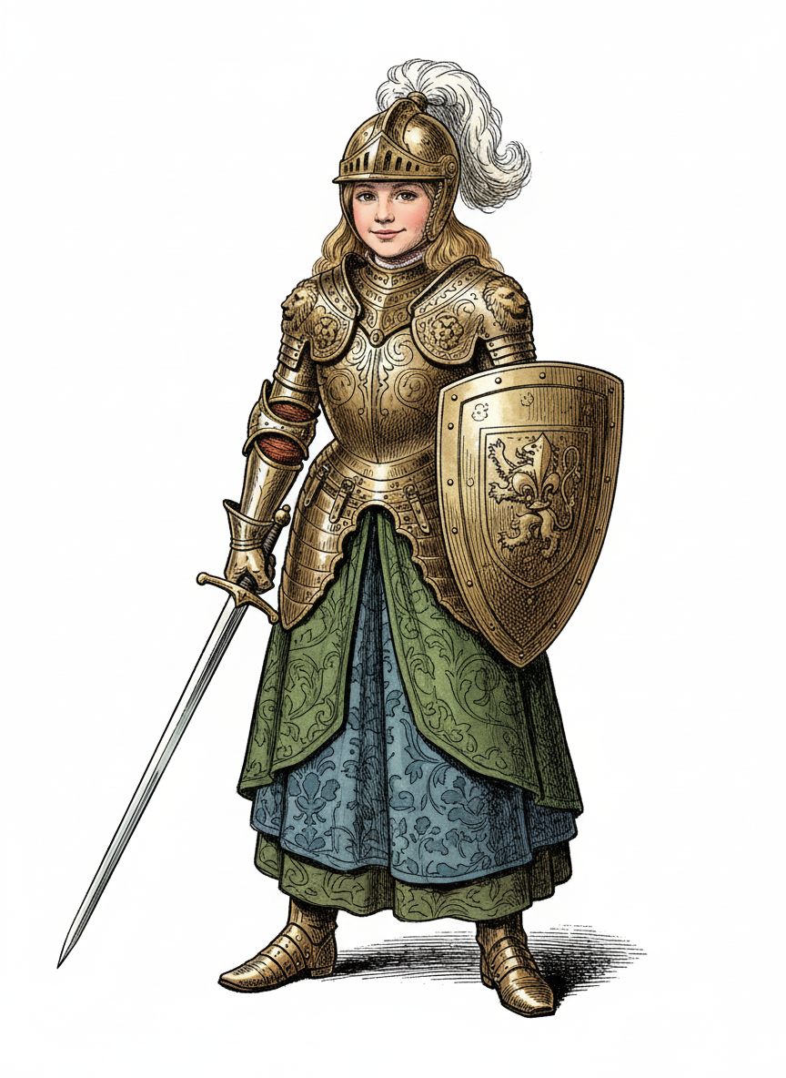 Mary the Brave Knight - Victorian Illustration