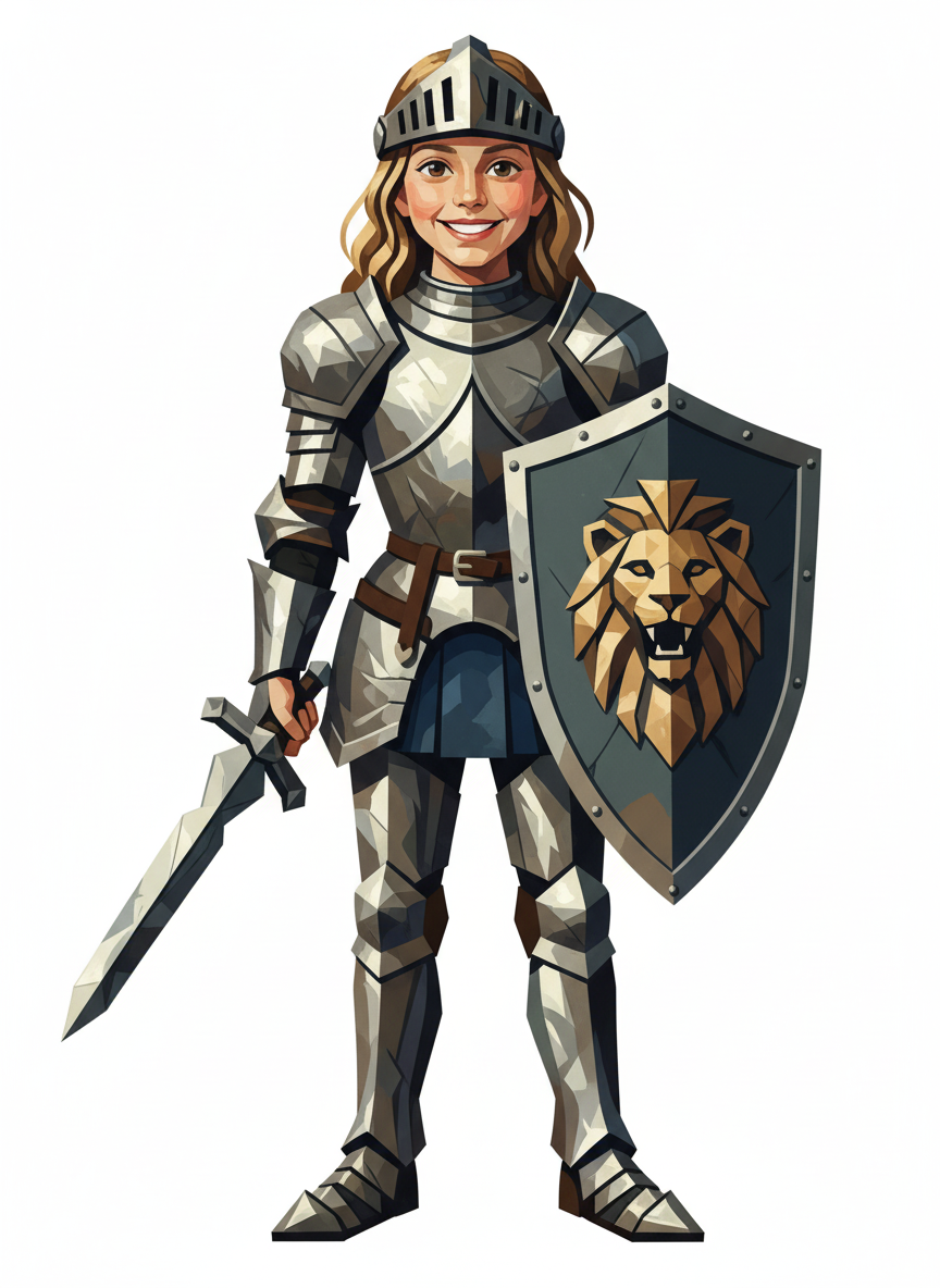 Mary the Brave Knight - Cubist Painting