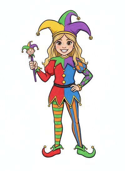 Mary's Jester Journey 🎭 - Classic Coloring Book