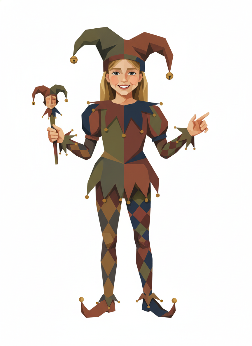 Merry Mary the Jester - Cubist Painting