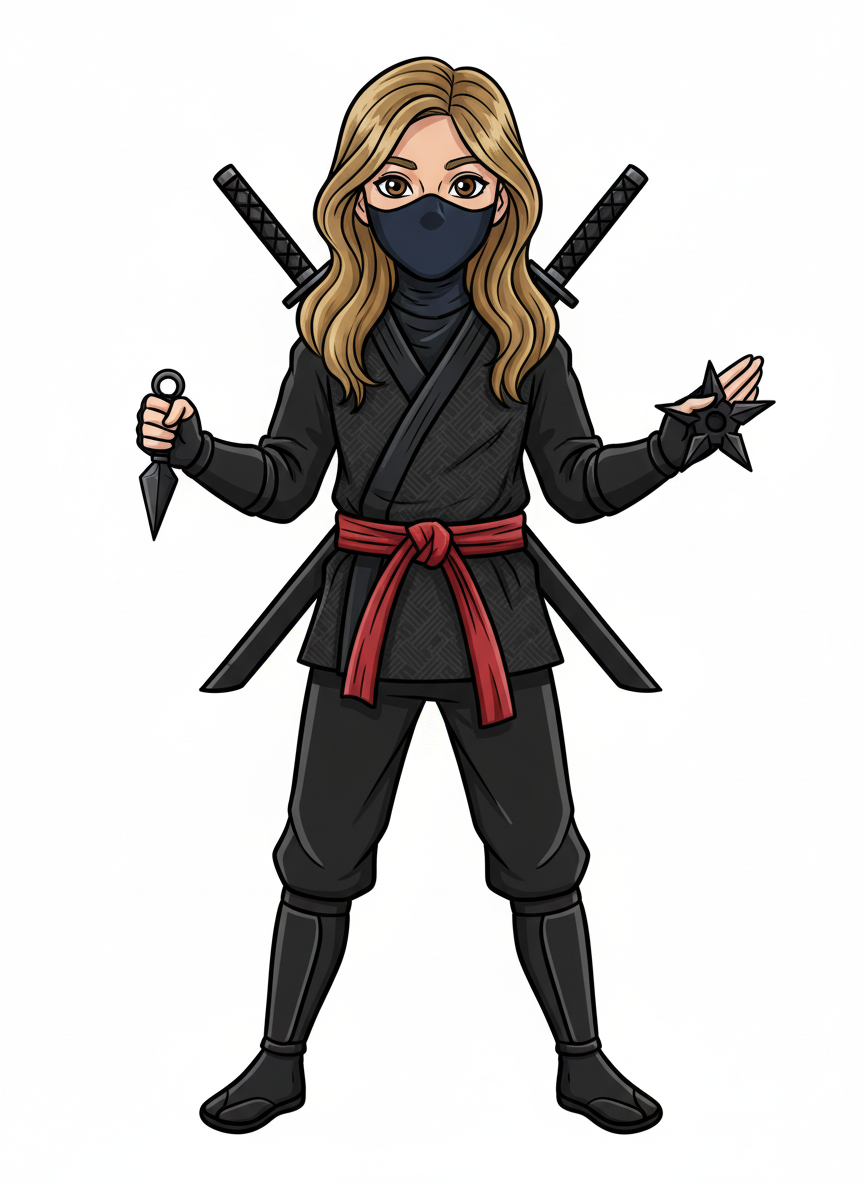 Mary the Ninja Warrior - Classic Coloring Book