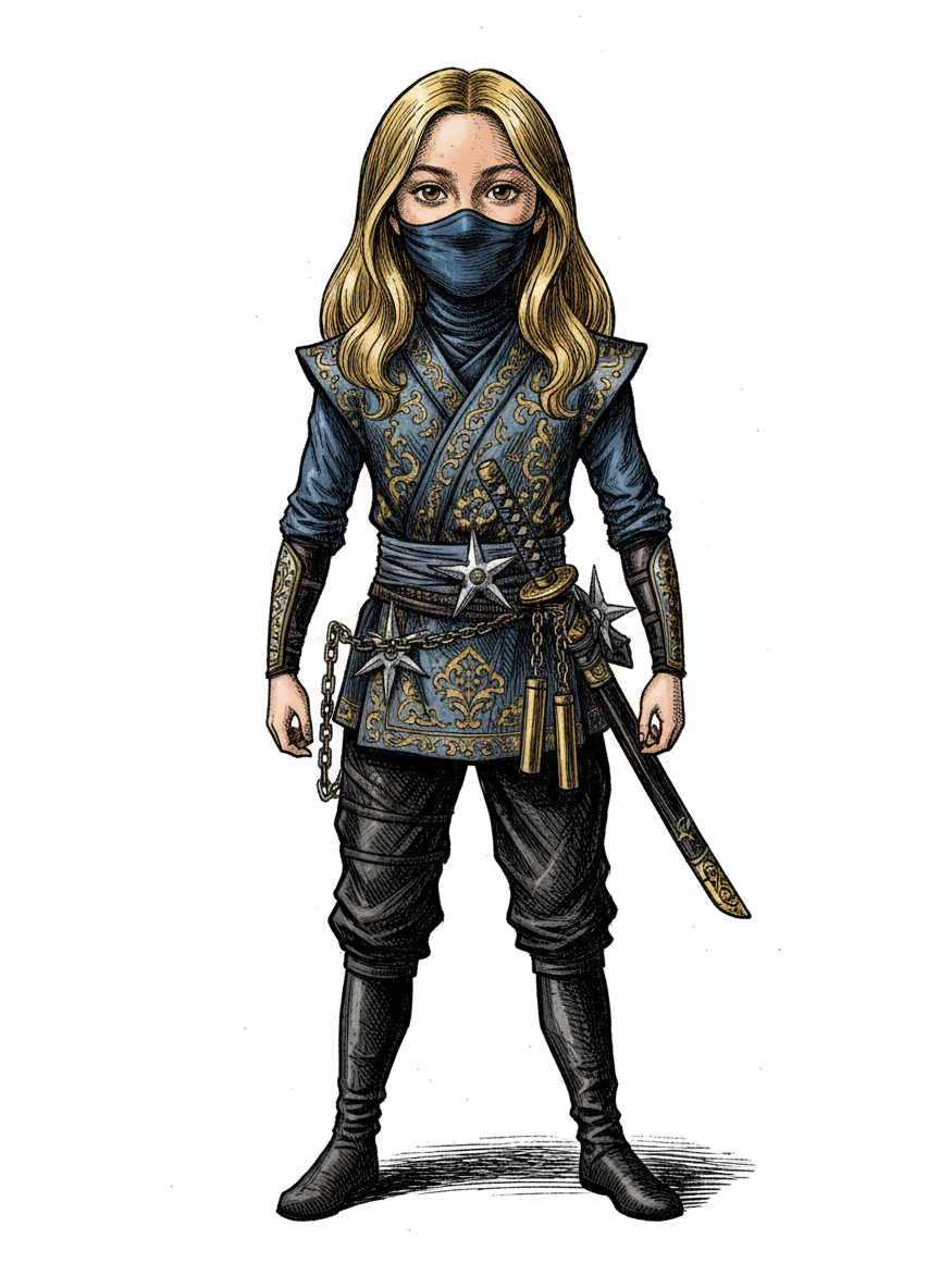 Mary the Ninja Warrior - Victorian Illustration