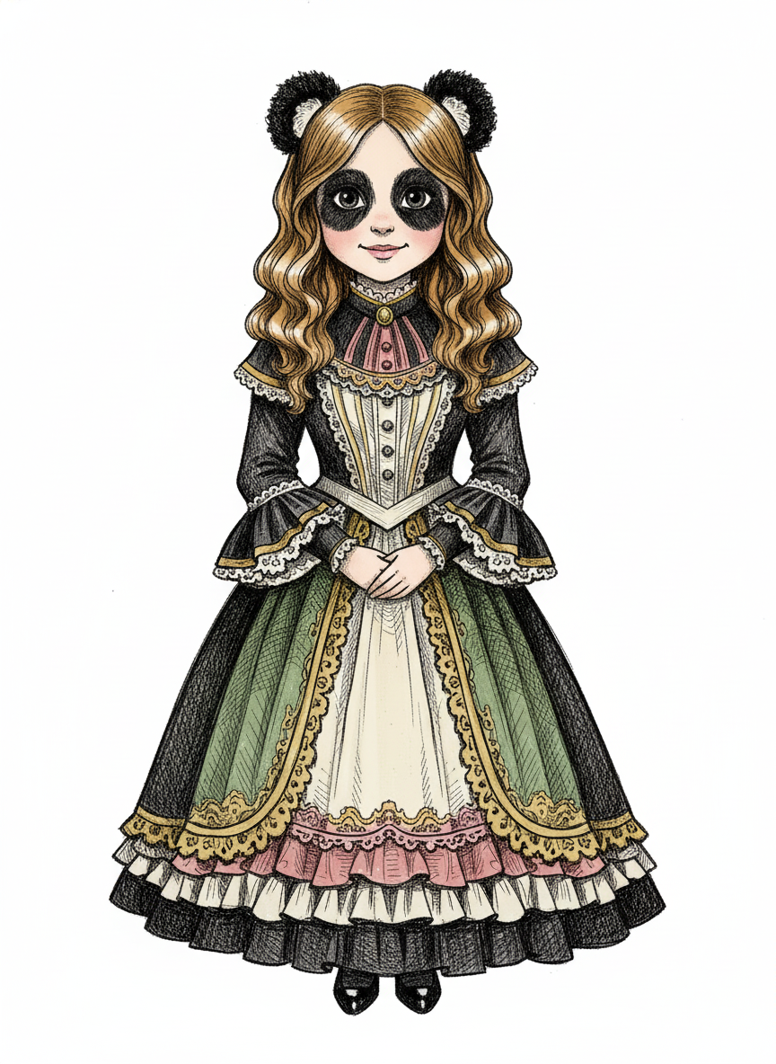 Panda Mary - Victorian Illustration