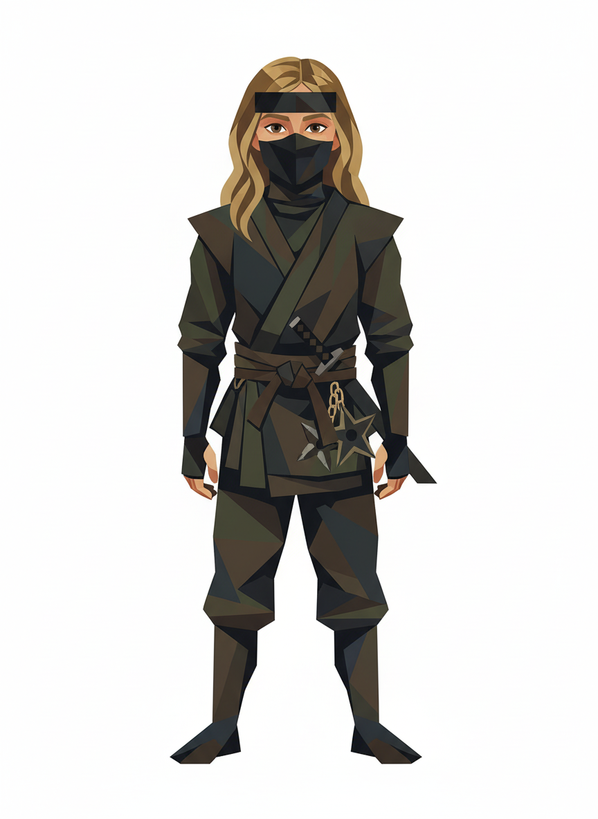 Mary the Ninja Warrior - Cubist Painting