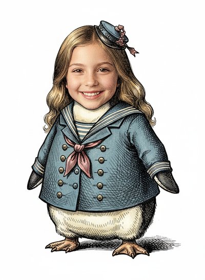 Mary's Penguin Adventure 🐧 - Victorian Illustration