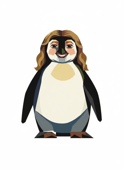 Mary's Penguin Adventure 🐧 - Cubist Painting