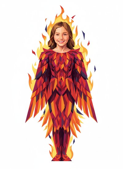 Mary's Fiery Transformation 🔥 - Cubist Painting