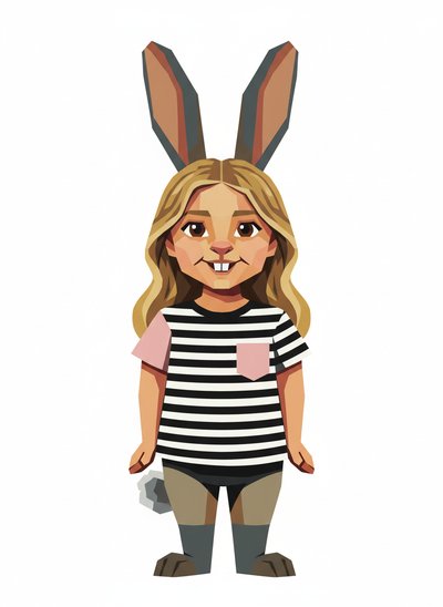 Mary's Bunny Adventure 🐰 - Cubist Painting