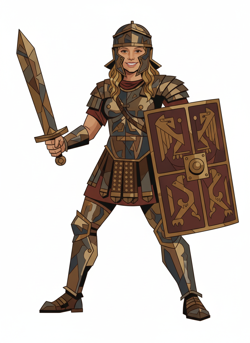 Gladiator Mary - Cubist Painting