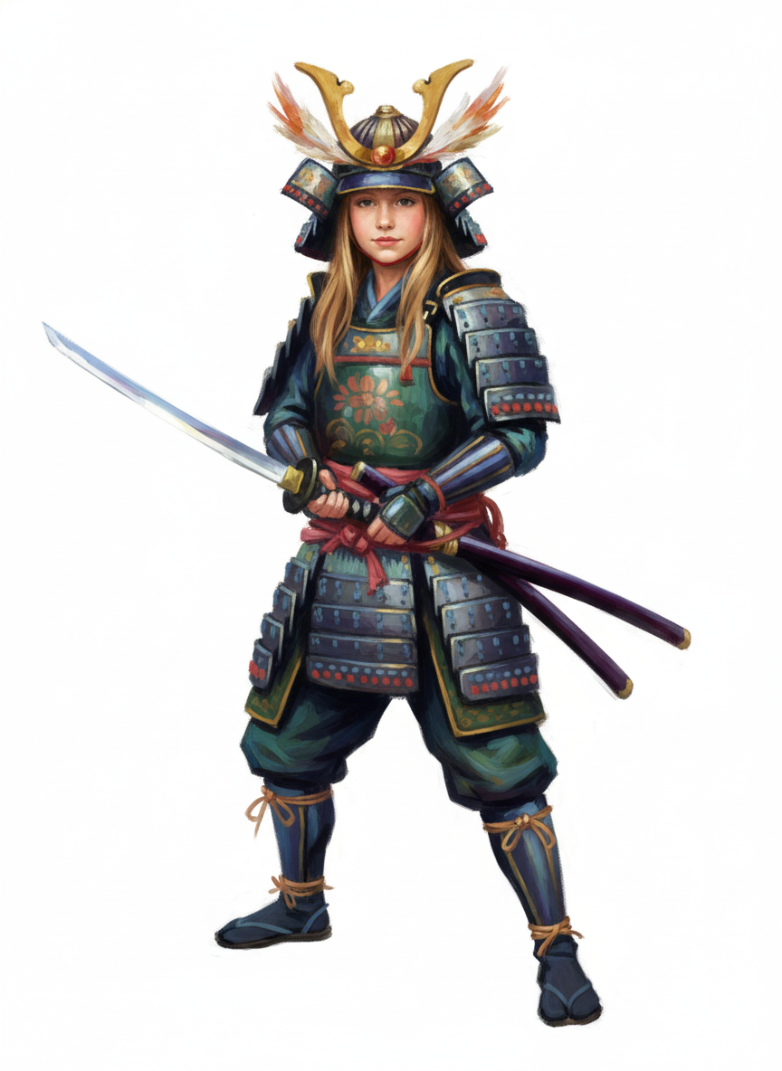Mary the Brave Samurai - Impressionist Painting