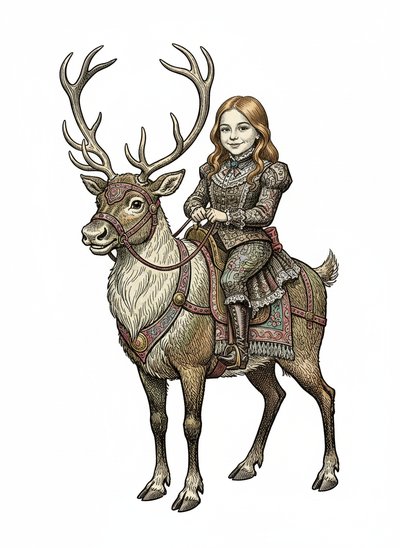 Mary's Reindeer Adventure 🦌 - Victorian Illustration