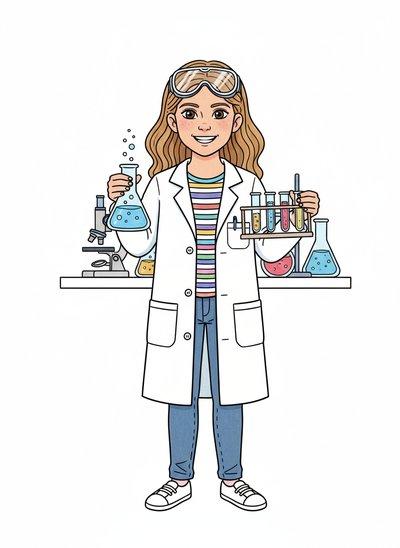 Mary's Science Adventures 🔬 - Classic Coloring Book