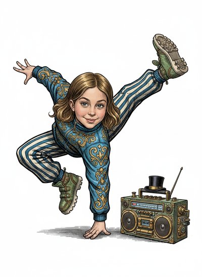 Mary's Breakdance Adventure 💃 - Victorian Illustration